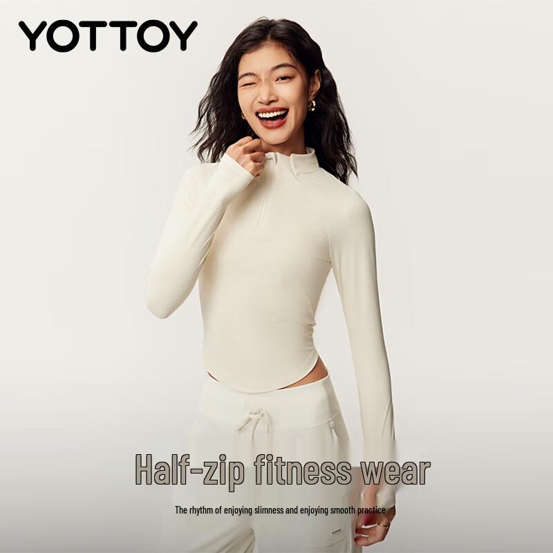 

Yottoy Women s Half-Zip Stand Collar Long-Sleeve Sports Top M