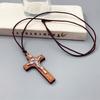 Semplice Credenza Religiosa Preghiera Battesimo Cristiano Gesù Legno Metallo Croce Cera Corda Collana Uomo Donna Accessori Gioielli Regalo