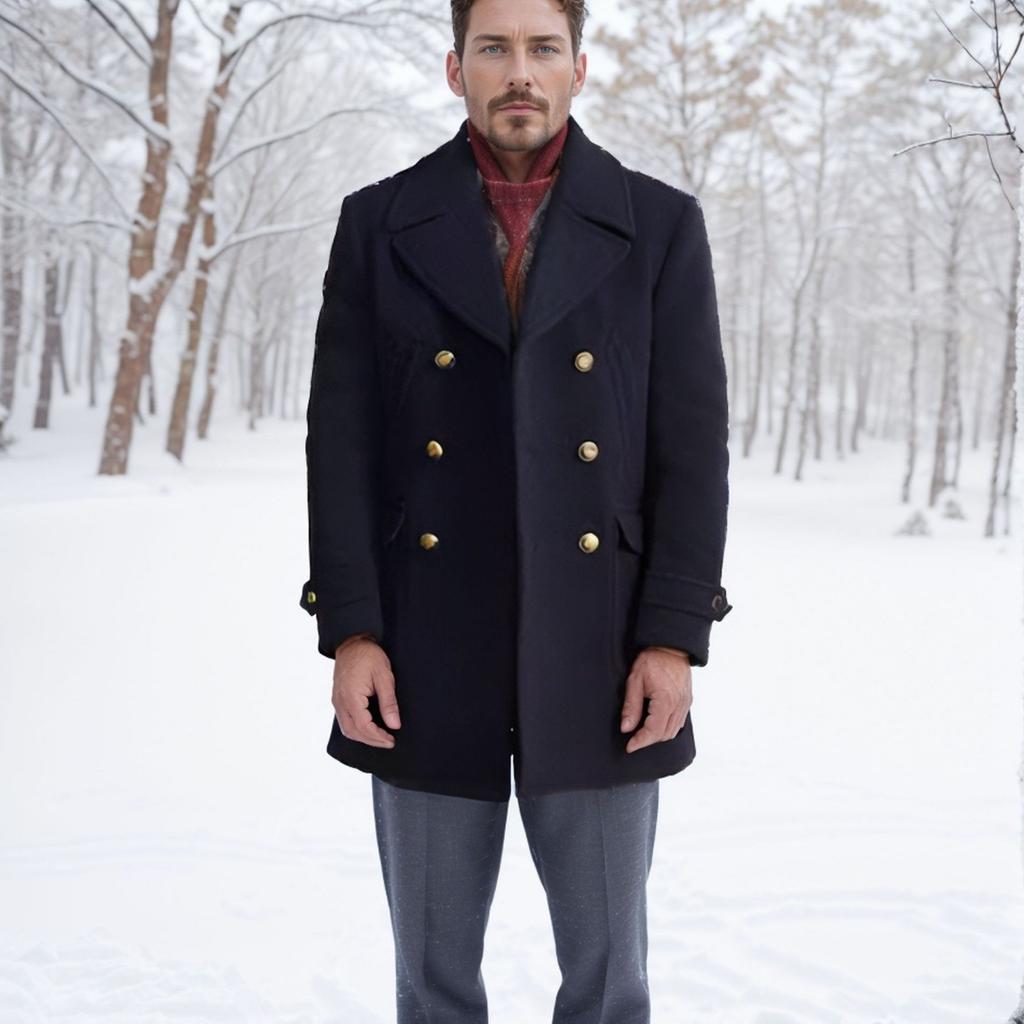 Cappotti - Cappotto di lana di media lunghezza stile britannico da uomo, Cappotto di lana premium alla moda a maniche lunghe per uomo Europa e America