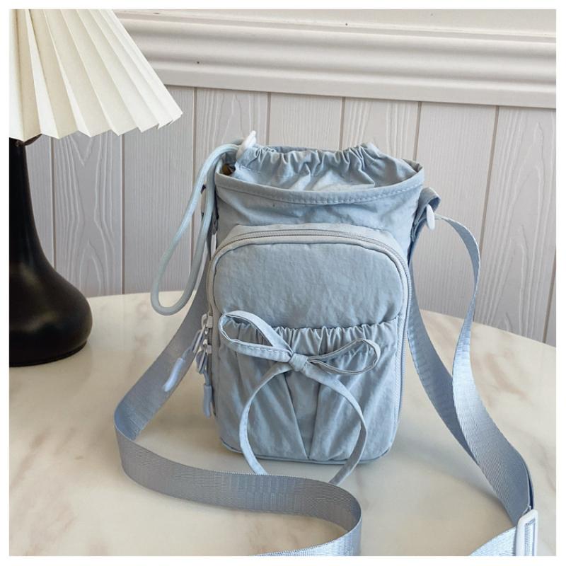 Bowknot Water Bottle Storage Bag Drawstring Waterproof Sport Shoulder Bag Portable With Strap Phone Pouch Cup Accessories