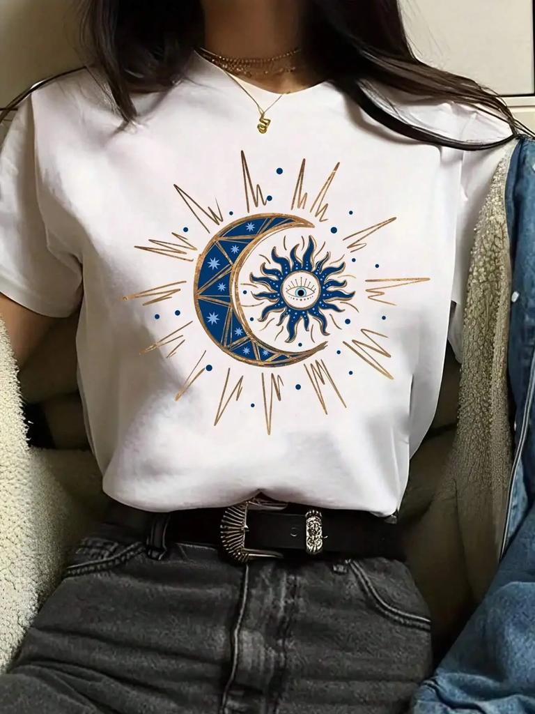 Street Tees Fashion Breathable Short Sleeve Clothes Aesthetic Clothes Vintage Devils Eye Printing Women TShirt Summer Casual
