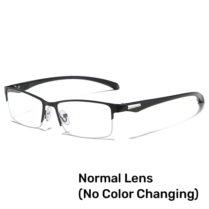 Classic Half Frame Photochromic Reading Glasses Trendy Business Far Sight Eyeglasses for Men Anti-UV Sunglasses with Degree