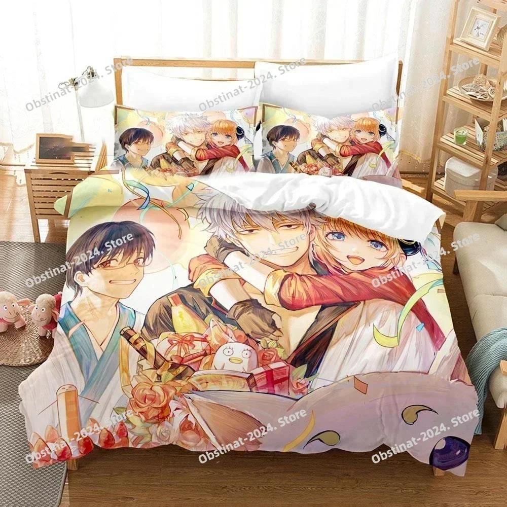 3D Printed Gintama Bedding Set Anime Gintoki Sakata Printed Bed Set Duvet Cover Pillowcase Bed Linen Sheet Quilt Cover Full Size