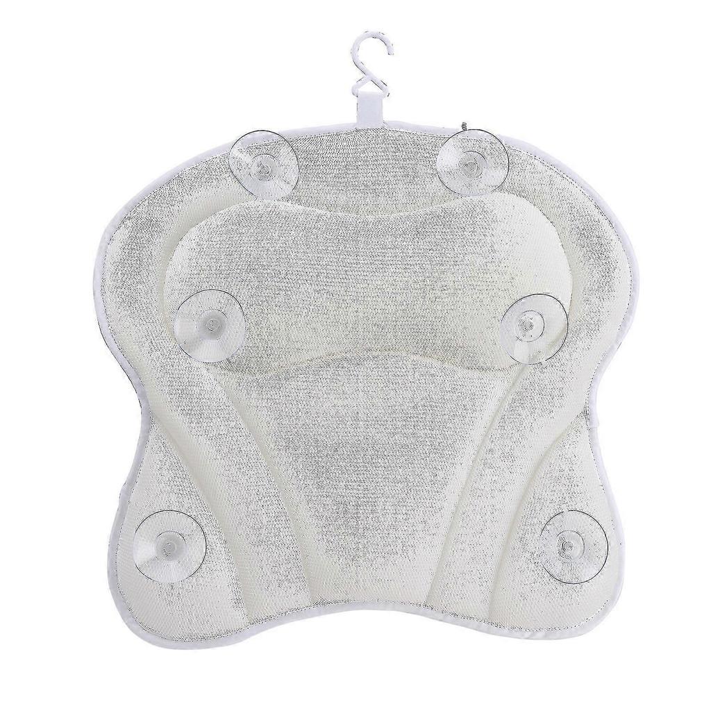 Bathtub Neck Pillow - 4D Air Mesh Back Support w/ 6 Suction Cups
