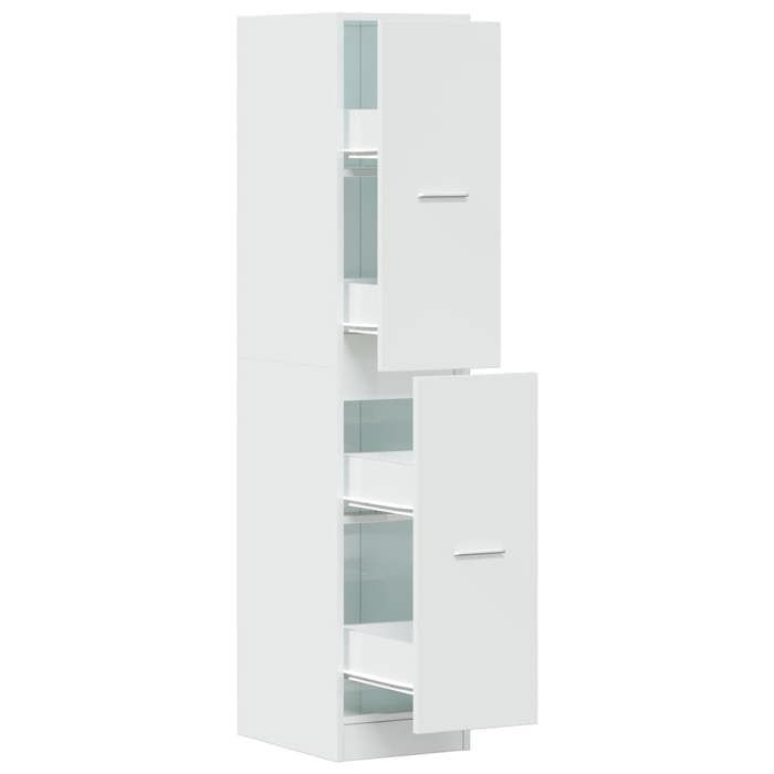 VidaXL Apothecary Cabinet, Glossy White, 30x41x144.5 Cm, Engineered Wood, Modern Style, Storage Furniture 855529