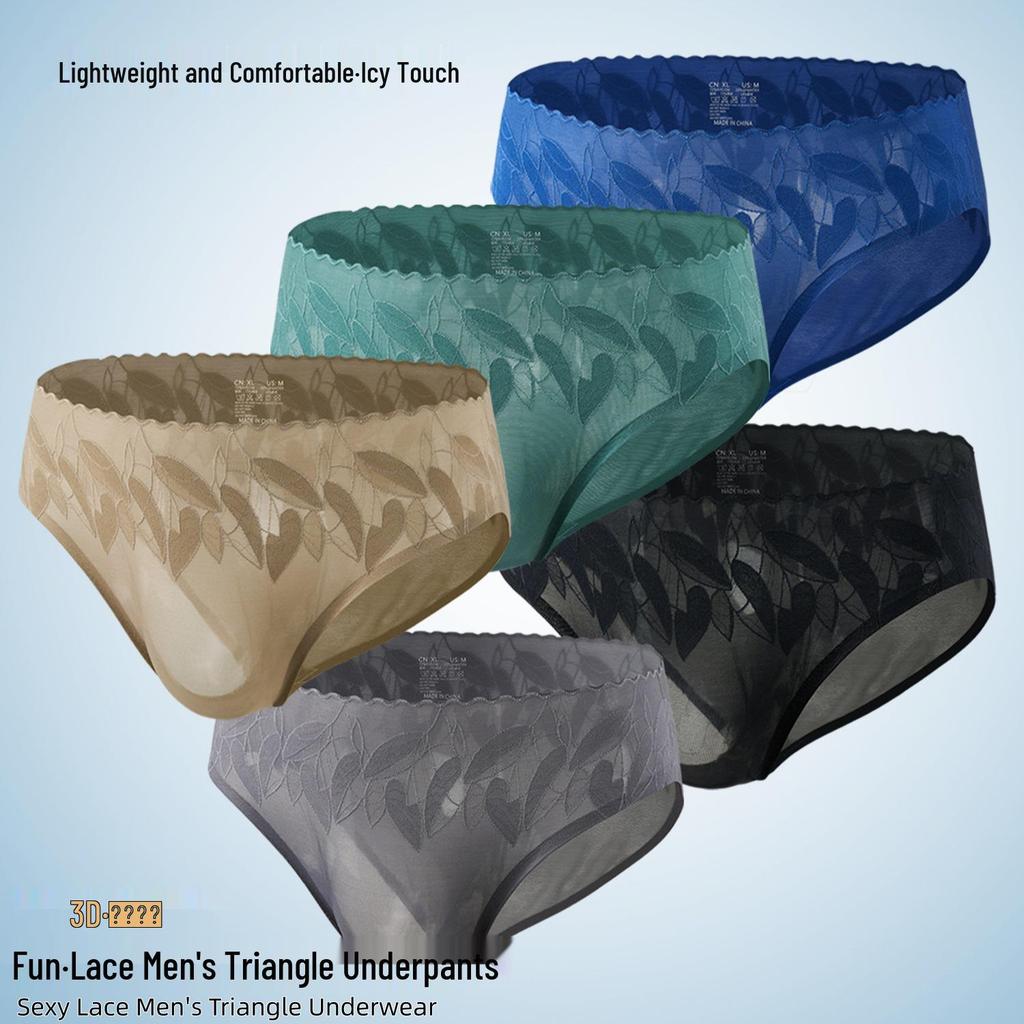 Men's 3D Contoured Low-Rise Briefs with Elastic Lace