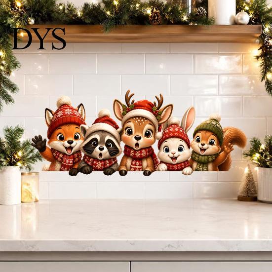 Waterproof Glass Decals Christmas Window Stickers, Static Cling Santa Claus Snowman Reindeer Decals, Easy Apply Stickers Holiday Clings for
