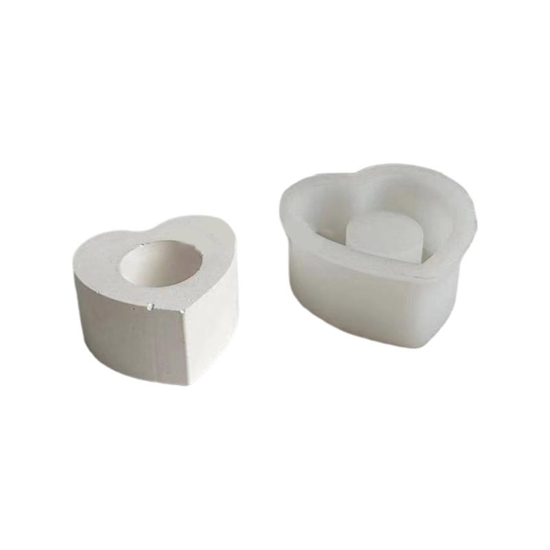3D Heart-shaped Candle Holder Silicone Mold Non Stick Candleholder Gypsum Mould for Handmade Aromatherapy Candle S