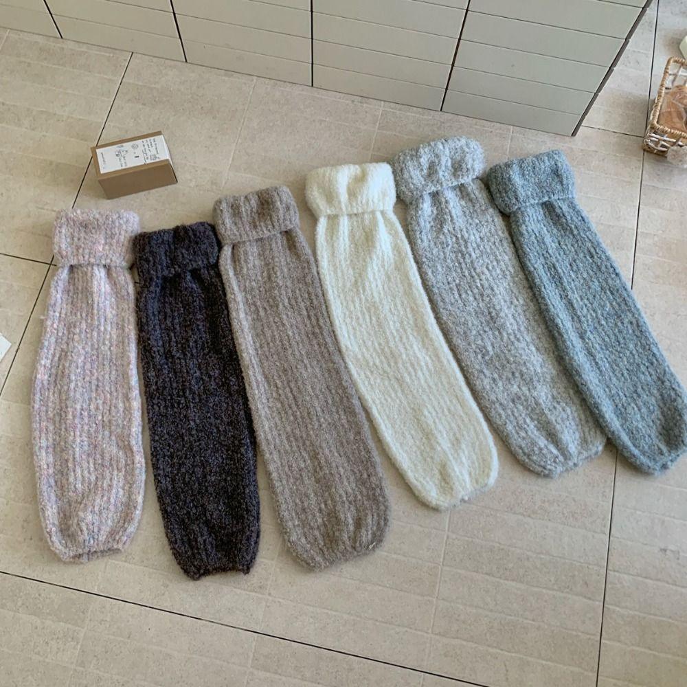 Y2K Kinted Leg Warmer Thick Warm Plush Leg Socks Harajuku Knit Long Stockings Accessories