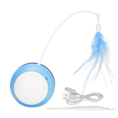 USB Charging Pet Toy Interactive Cat Toys LED Tilting Ball Sports Ball with Feather Fishing Rod