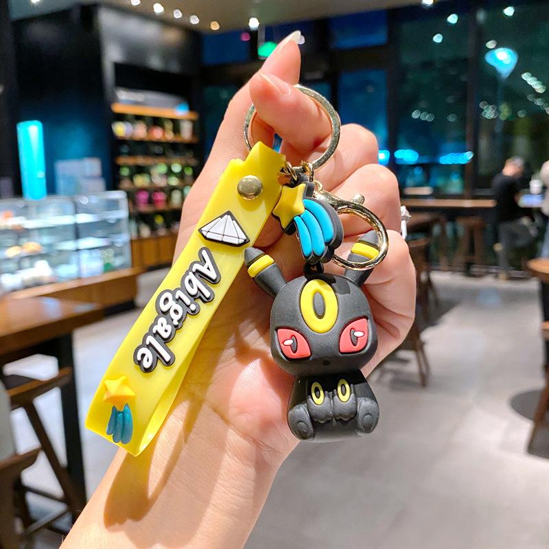 Eeveelution Pokemon Keychain Set, 3D Anime Figure Key Ring Pendant, Cute Kawaii Bag Car Charm Gift for Pokemon Fans