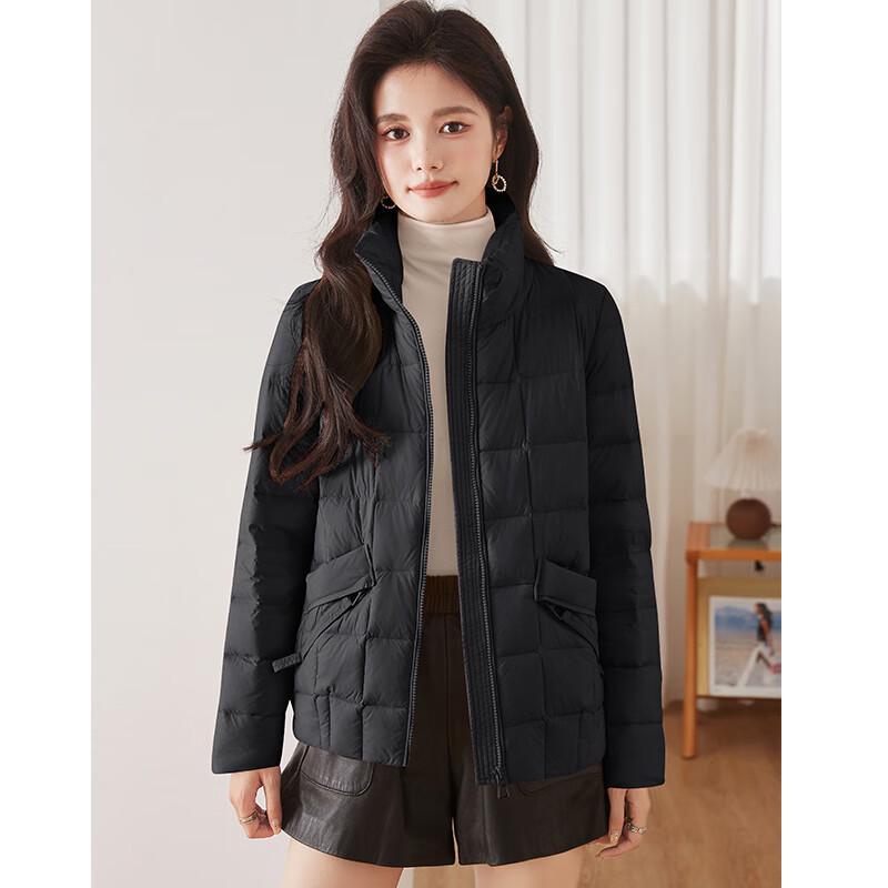 Fengxun Lightweight Women's Short Stand-Collar White Duck Down Jacket