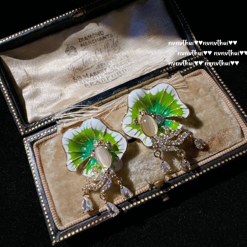 Chinese Horse Material White Chalcedony Egg-Shaped Gemstone Earrings, National Style Water Foam Jade Egg Surface Full Diamond Ring, Set