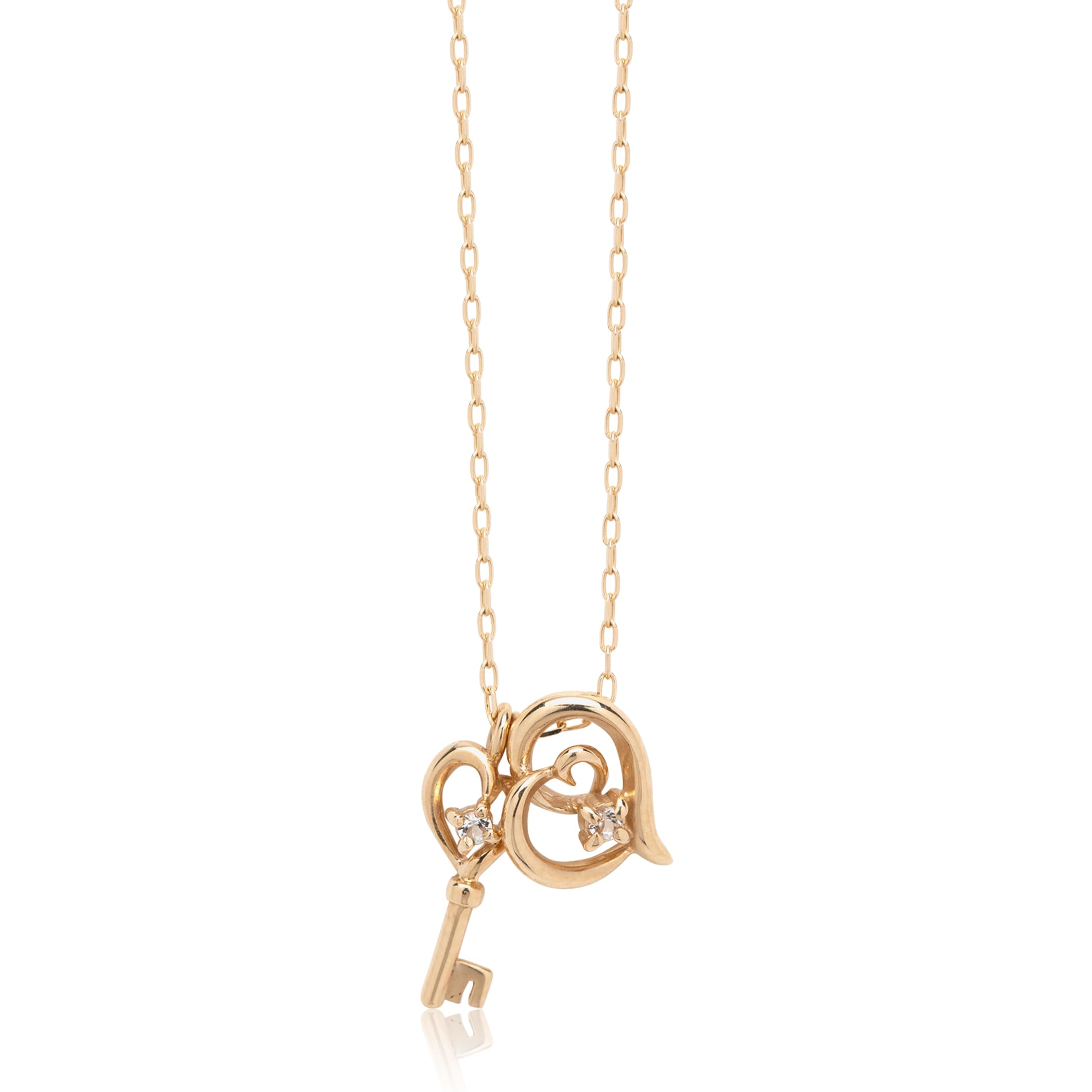 

Necklace K10 Yellow Gold White Topaz Heart Motif [Bloom] [Official] Women s 0452-7383-0019-0000