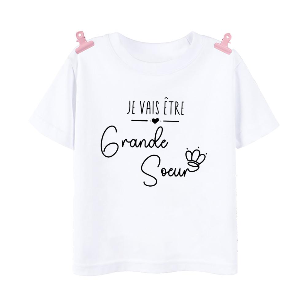 I Will Become A Big Sister Rainbow Print Kids Shirt Baby Announcement T-shirt Friend Printed Girls Tops Child Short Sleeve Tee