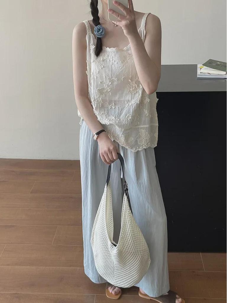 Sweet Lace Jacquard Suspenders Top for Women's Spring/Summer 2025 - YL201