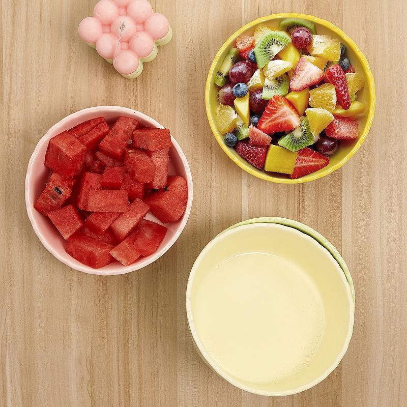 New Hammered Underglaze Ceramic Bowl - Solid Color for Salads & Fruits