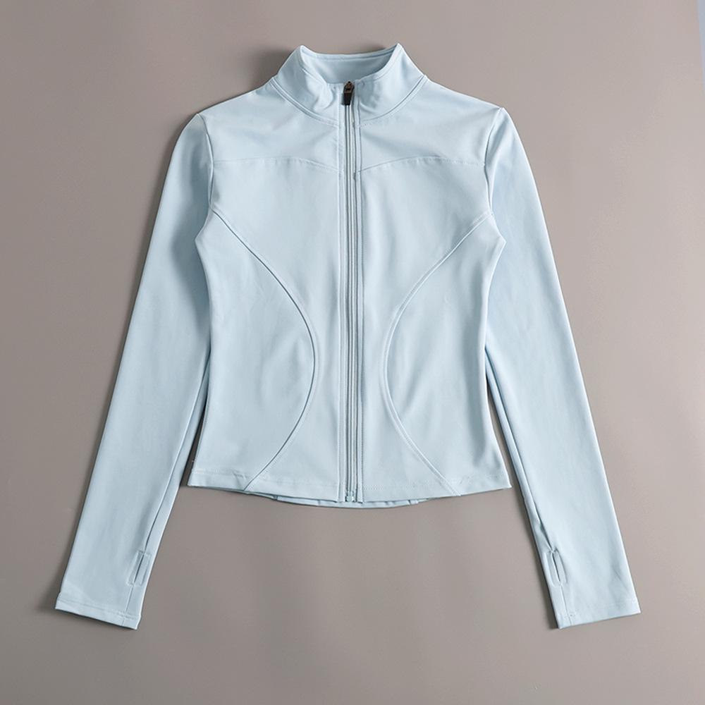 Women's Fitness Jacket - Zipper, Stand Collar, Plus Velvet, Long Sleeve, Tight Fit for Autumn/Winter Yoga and Running
