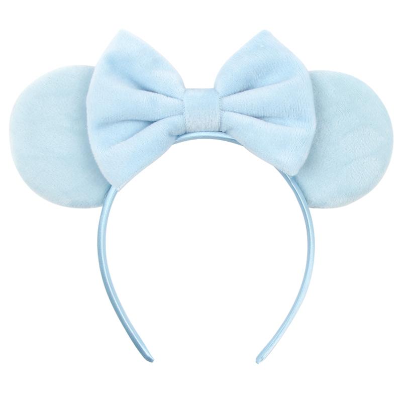 Disney Mickey 3.3"Velvet Ears Headband For Girls Soft Bow Hairband Halloween Festival Party Christmas DIY Hair Accessories