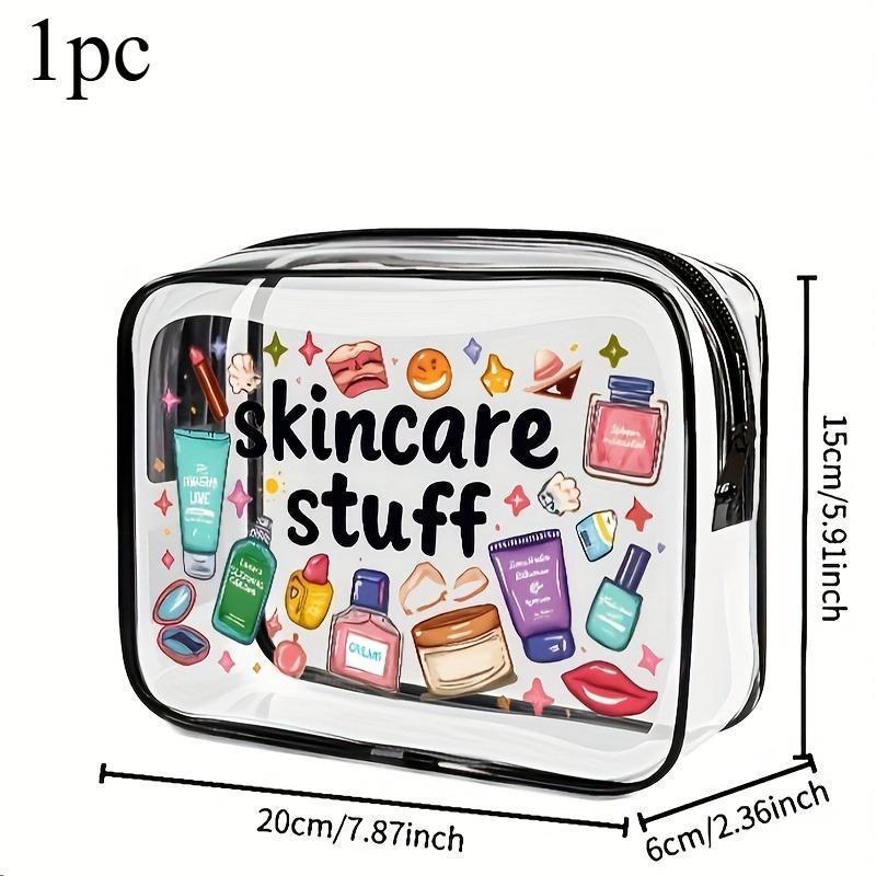 

1pc Large Transparent Makeup Bag with Zipper Closure Spacious Cosmetic Organizer Lightweight Travel Toiletry Case PVC Makeup Bag