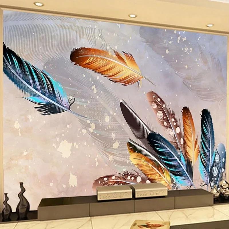 Modern Fashion Feather Wallpaper 3d Abstract Art Photo Wall Murals Living Room Tv Sofa Bedroom Home Decor