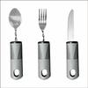Stainless Steel Adaptive Foldable Utensil Set with Anti-Shake Rubber-Plastic Handle for Elderly Rehabilitation (Knife, Fork, Spoon)