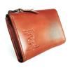 Peanuts Snoopy Wallet, Himeji Leather, Bifold, Middle Wallet, L-Shaped Zipper, Genuine Leather, for Adults [90942] (Brown)