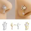 Women Fashion Floral Teardrop Dangle Nose Ring Festival Gifts Universal Girls L-Shaped Sparkling Zircon Nose Piercing Stud Set