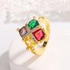18K Gold Colorful Amethyst Topaz Emerald Ruby Full Diamond Ring For Women Engagement Party Gift Jewelry