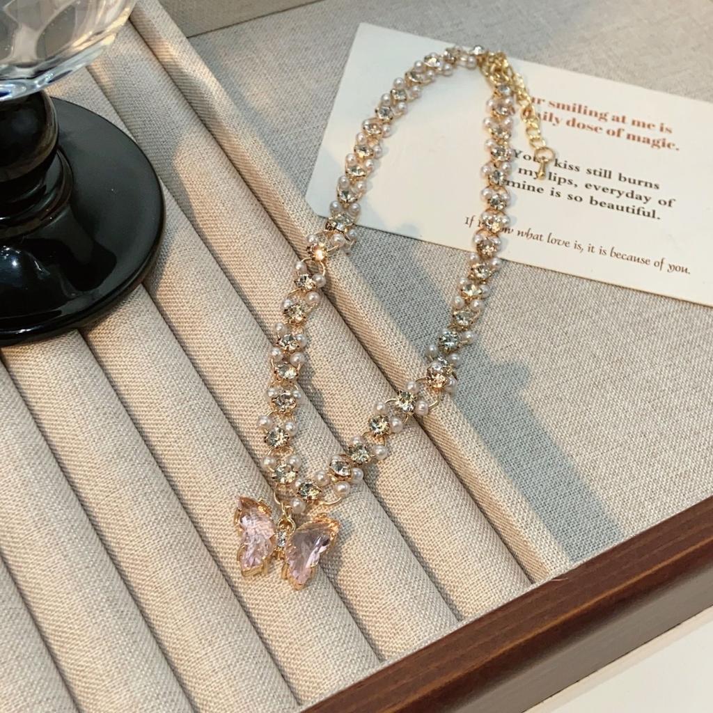 Sweet Crystal Pearl Circle Pendant Necklace for Women New Elegant Choker Chain Necklace Collar Fashion Statement Wedding Jewelry