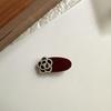 Red Pearl Camellia Women's Seamless Hairpin Duckbill Clip for Bangs and Forehead.