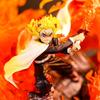 Flame Pillar Kyojuro Double Head Glowing Anime Figure Sculpture from Demon Slayer