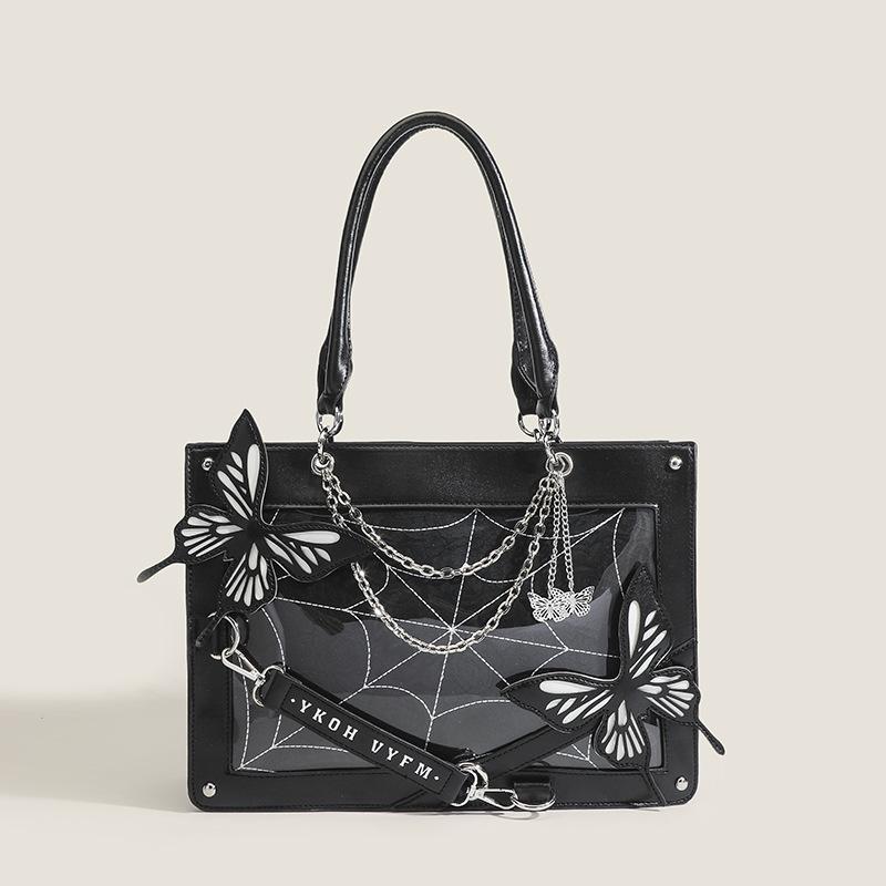 

Y2K Dark Gothic Maze Butterfly Tote Handbag Women Trendy Shoulder Crossbody Bag Punk Style Daily Casual Shopping Travel Bag 35x25x11cm чёрный