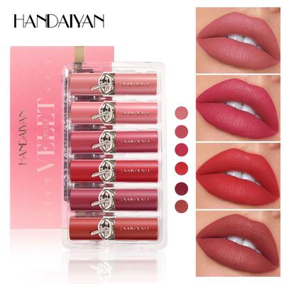 6er Set Nicht-abfärbender Matter Lippenstift Langhaltend Wasserdicht Samtiges Finish Lippenstift Klassischer Hochpigmentierter Lippenstift Frauen Make-up