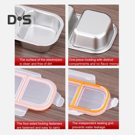 Snack Container with Lids Leak-Proof Bento Box Reusable Condiment Box 2/3 Compartments Sauce Cups Divided Food Storage Containers for School Travel