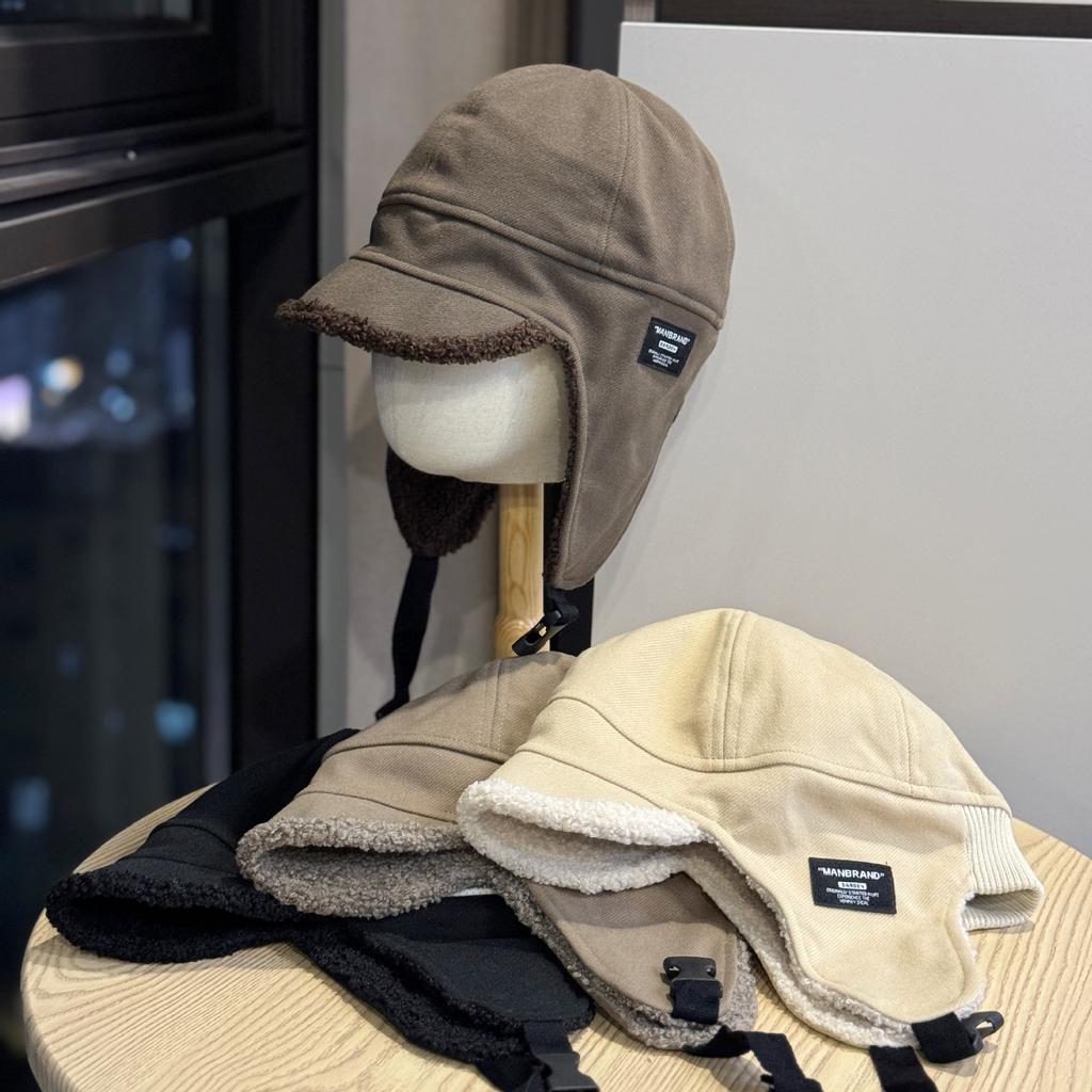 Velvet Winter Lei Feng Hat for Men and Women Outdoor Cycling Cold and Warm Ear Protection Hat Versatile Skiing Pilot Hat