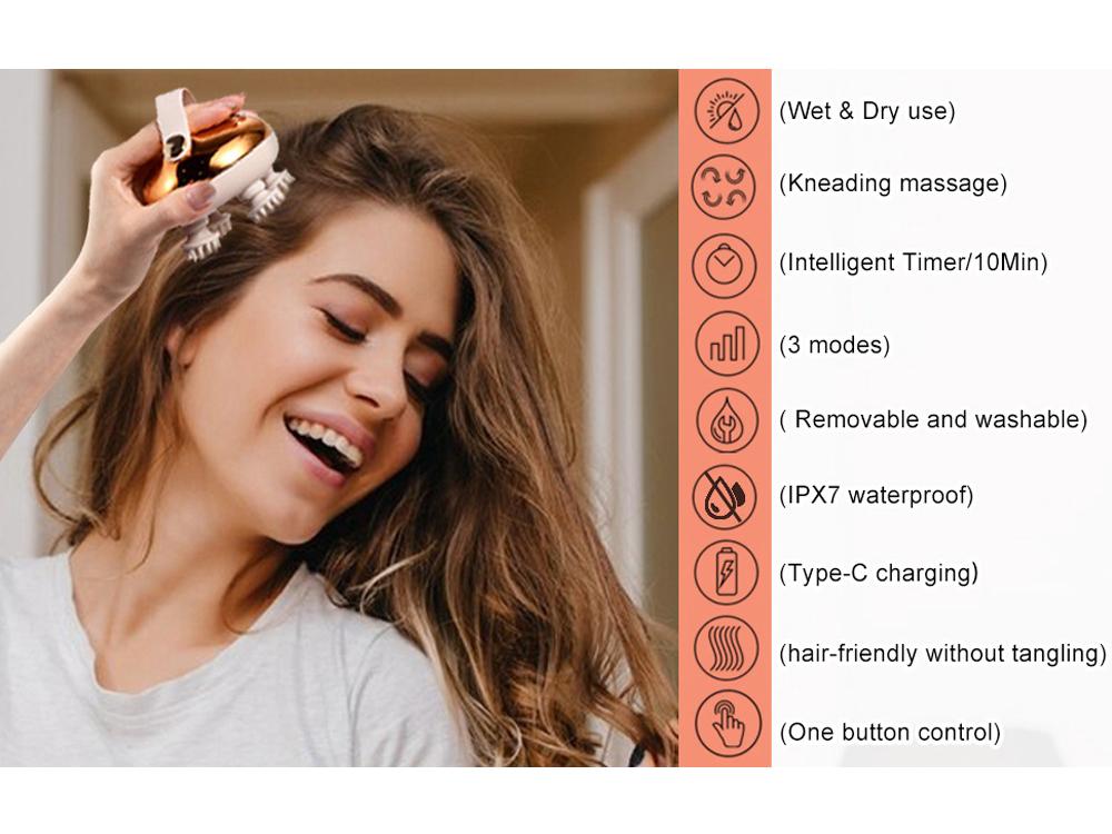 IPX7 Electric Head & Pet Massager: Facial Deep Cleanser & Scalp Relaxer