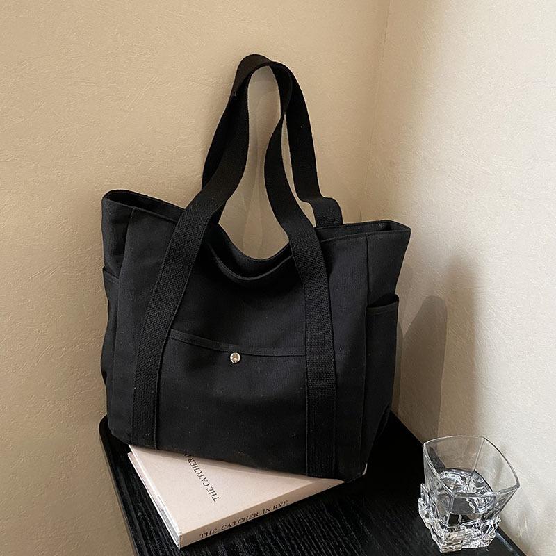 Large-capacity Casual Canvas Bag Women's New Literary and Simple Shoulder Bag Versatile Commuter Class Bag