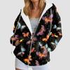 Graphic Stylish Print Women'S Hooded Sweatshirt Oversized Zipper Cardigan With Pocket Trendy Long-Sleeve Casual Hoodie Jacket
