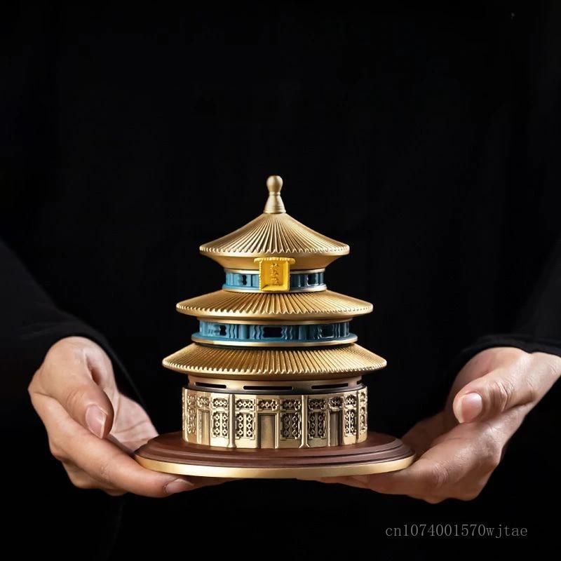 Creative Copper Incense Burners New Chinese Temple Of Heaven Home Indoor Living Room Bedroom Buddhist Hall Decoration Censer 1Pc