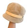 Korea 2025 A/W Coffee Color Japanese Style Women's Fisherman Fedora Hat for Large Heads, Slimming Effect, Rich Girl Style