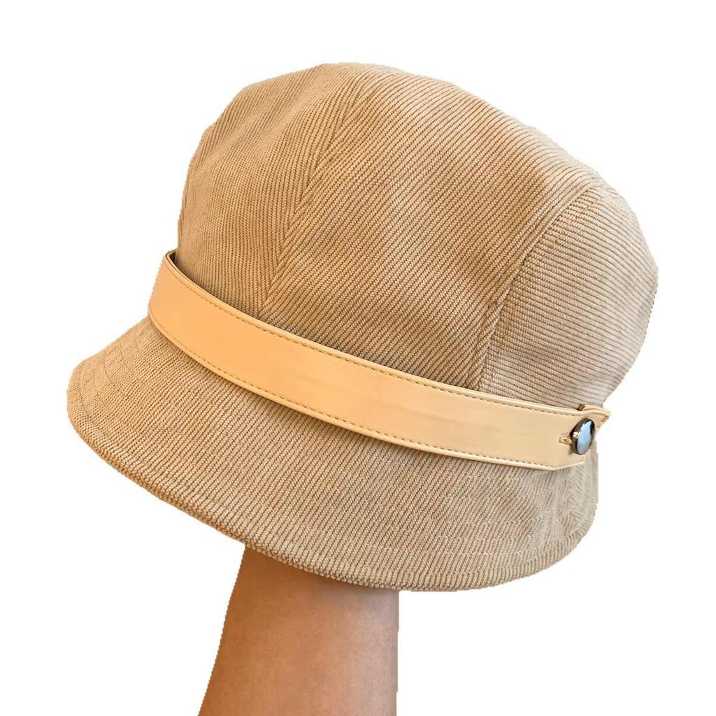 Korea 2025 A/W Coffee Color Japanese Style Women's Fisherman Fedora Hat for Large Heads, Slimming Effect, Rich Girl Style