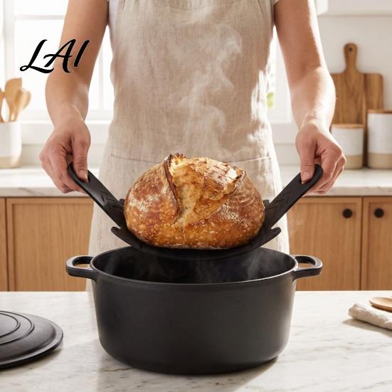 Reusable Dough Kneading Mat with Scales Sourdough Baking Handles Non-stick Heat Resistant Transfer for Oven Silicone Basket Bread Toast Foldable