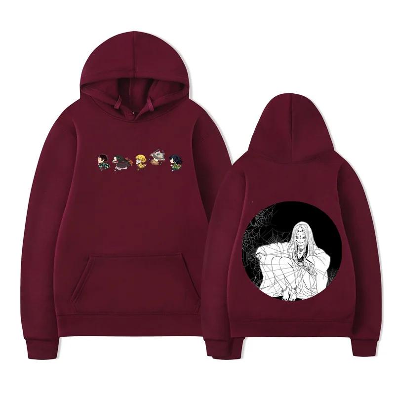 Autumn Winter Japanese Anime Hoodie Sweatshirt Print Letter Oversize Pullover Casual Fashion Street Long Sleeved Top