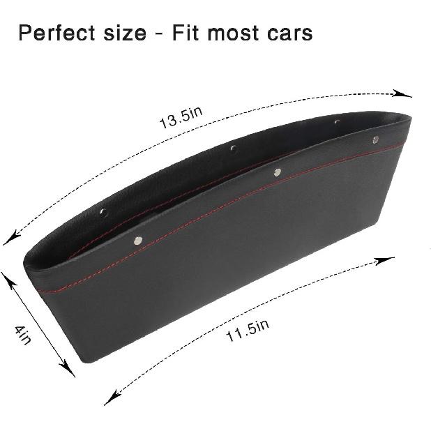 Coolrunner 2 Set Car Seat Gap Organizer, Car Seat Gap Filler, PU Full Leather Car Seat Crevice Storage Box Universal Fit In Between Car Seat Catcher
