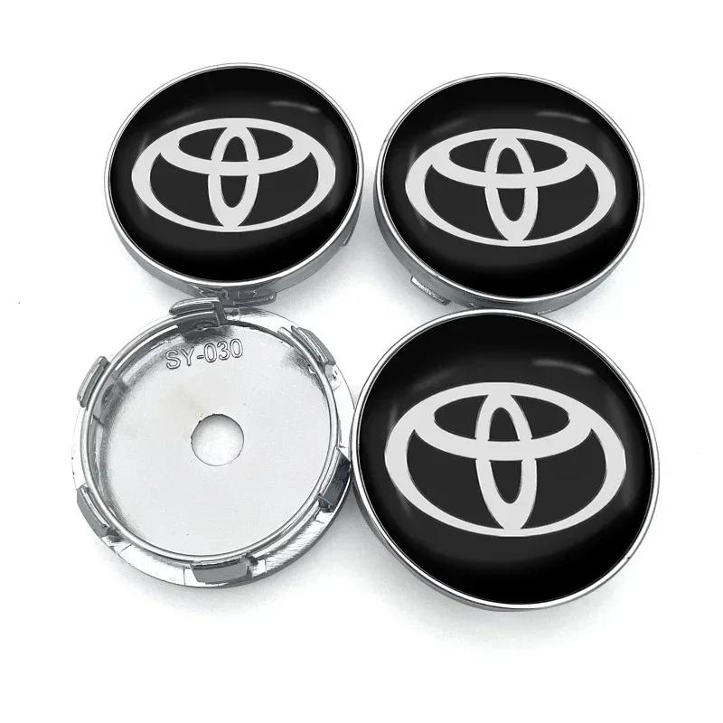 Toyota 2026 Neue Radkappen 4 Stück 60mm Auto Radnabenkappe Logo Aufkleber Felgenabdeckung Emblem Aufkleber Toyota Corol Autoaufkleber