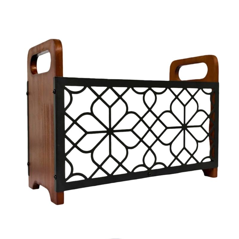 Multifunkční stojací úložný regál na knihy, časopisy, noviny Dřevěný organizér Elegantní domácí dekorace