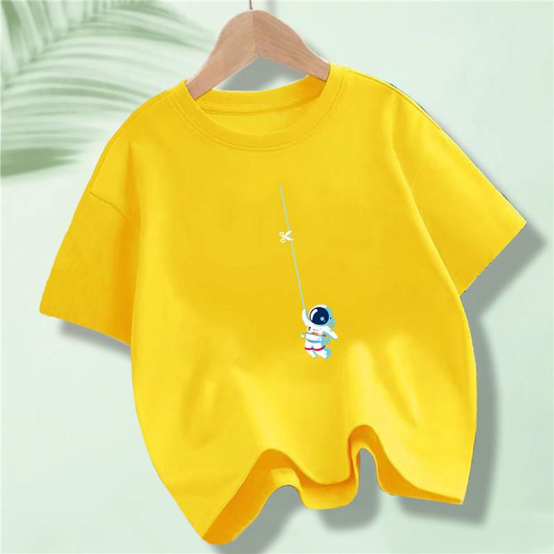 New Summer Kids Clothes Funny Astronaut Print Cartoon T Shirt Streetwear Cotton Tops Children Boys Clothes Short Sleeve Tees