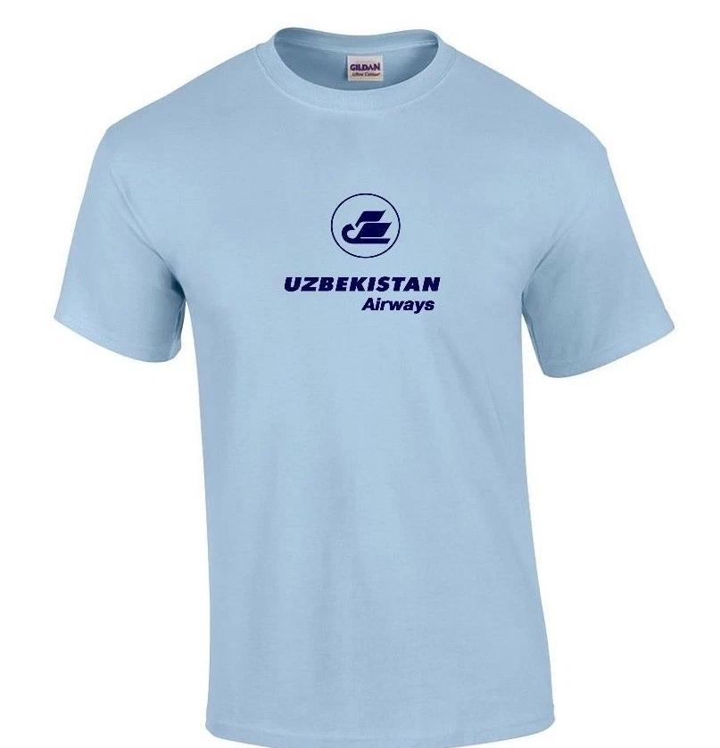 Uzbekistan Airways Blue Logo Aviation Airline Light Blue T-Shirt