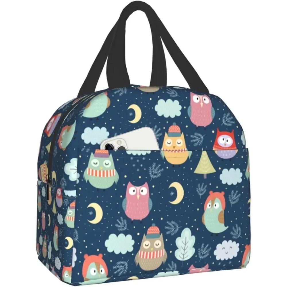 

Милые Рождественские Совы Ланчбокс Многоразовая Изотермическая Сумка для Ланча для Путешествий, Пикника, Шоппинга, Работы, Контейнер для Еды для Взрослых, Подростков, Детей 22x20x13CM темно серый